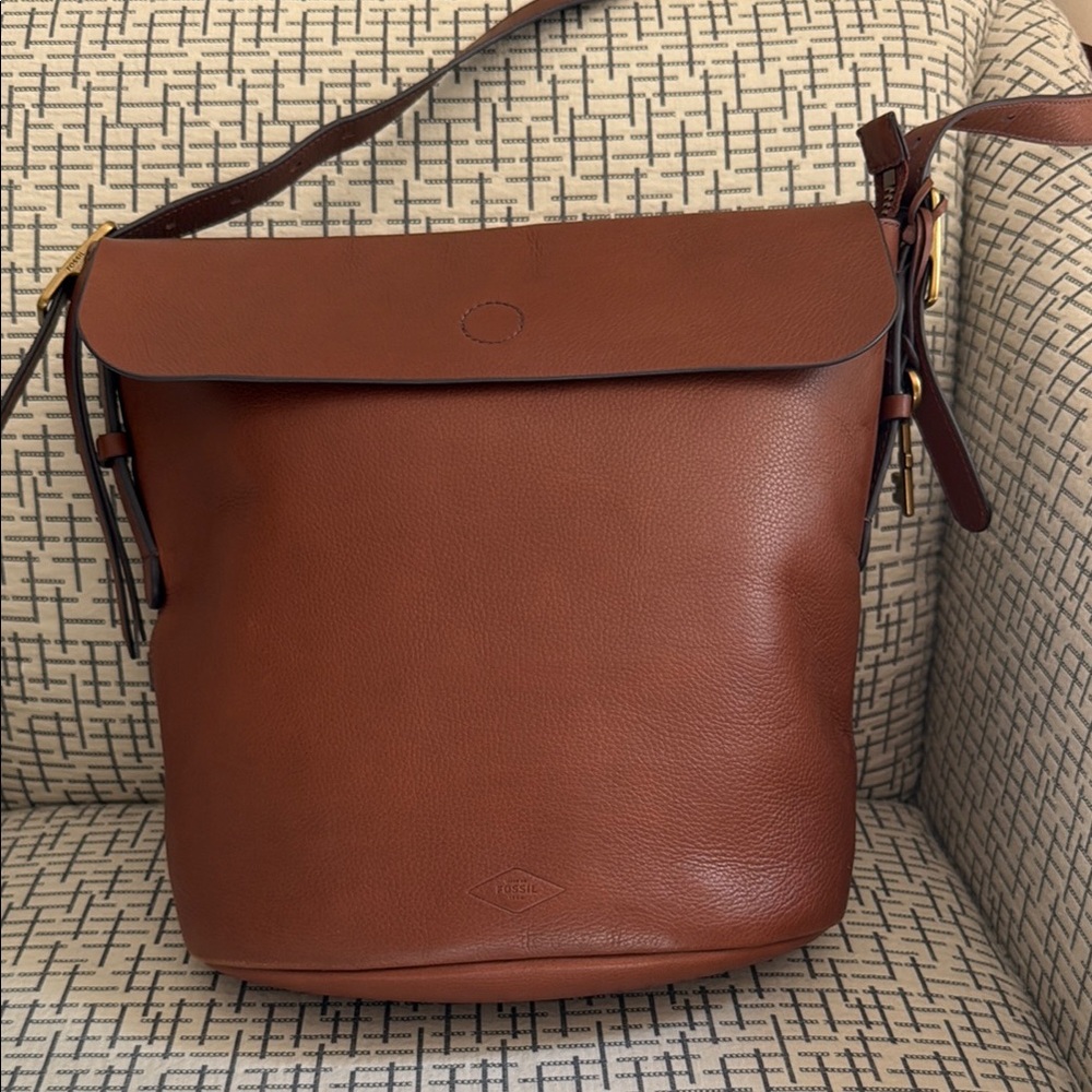 Fossil Brown Leather Crossbody Bag